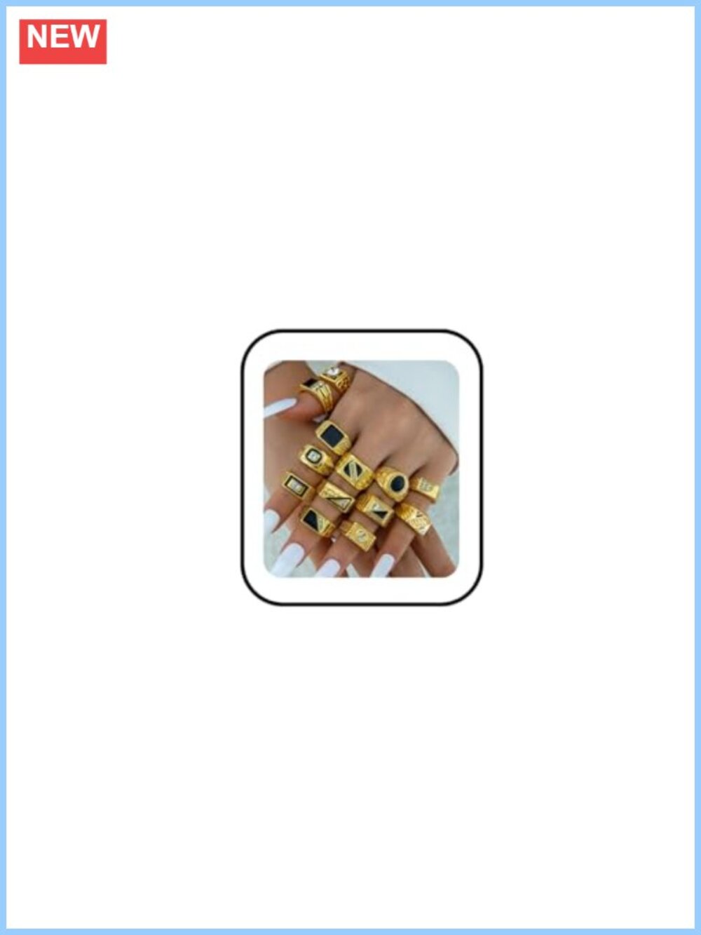 13pc Chunky Stackable Rings Set Rhinestone Enamel Signet Statement Jewelry
